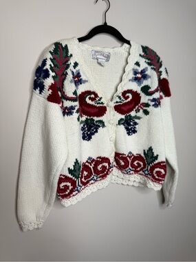 vintage Nuggets brand cream knit cardigan